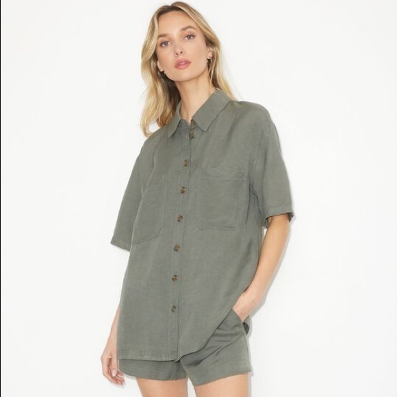 Dynamite Tops - Dynamite Olive Button Down Shirt